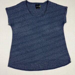 Lysse Navy Linen Shirt Short Sleeves Scoopneck Size Large